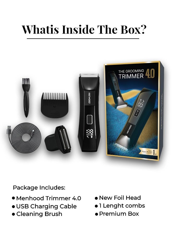 MENHOOD - MENHOOD Grooming Trimmer 4.0 | Full Body & Trimmer with Dual Head Foil Technology | Best Trimmer & Body Shaver for Men with Waterproof IPX7 Technology | USB-C Fast Charging | 150 Min Runtime | 4000k LED Spotlight & Power Status Display - Image 1