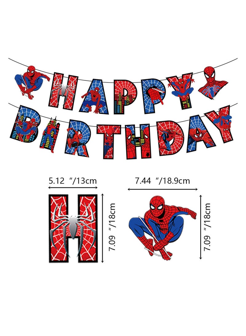 JAYATO Spiderman Theme Birthday Party Decoration Spiderman Pull Flag Cake Insert Balloon Spiral Charm Party Supplies - Image 2