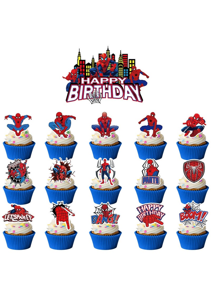 JAYATO Spiderman Theme Birthday Party Decoration Spiderman Pull Flag Cake Insert Balloon Spiral Charm Party Supplies - Image 5