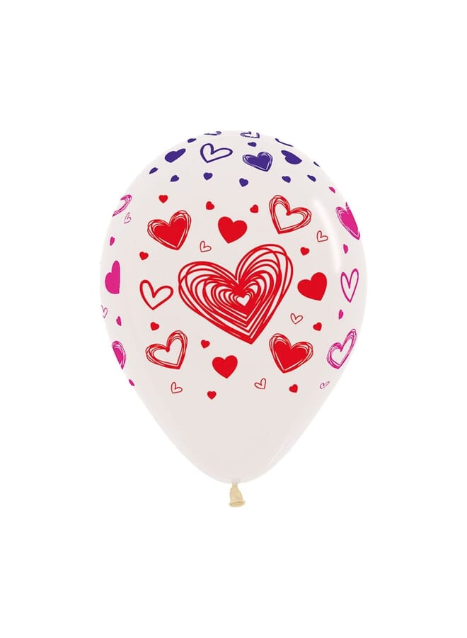 Party Time 12 Piece All Over Three Inks Hearts Fashion Balloons Assorted 12Inch - Image 2