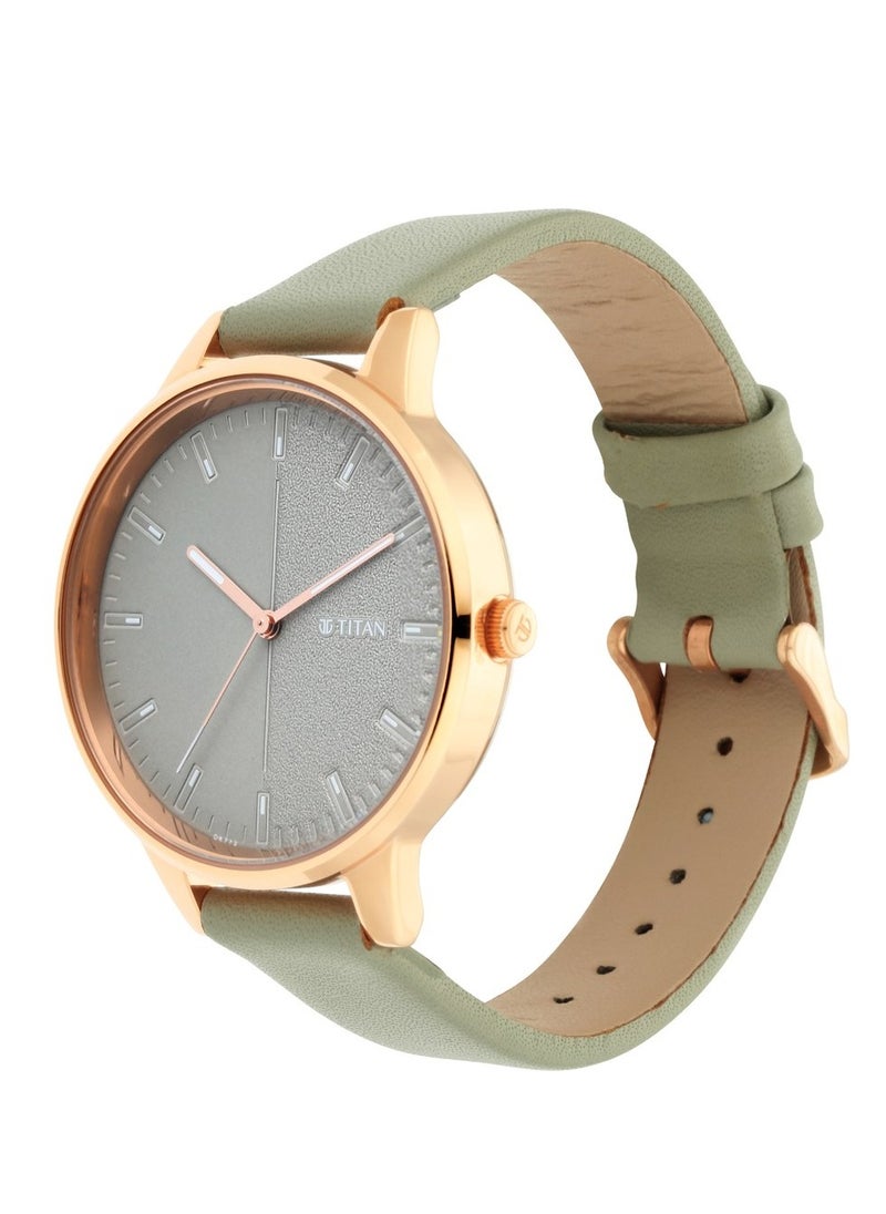 TITAN Titan Women's Precision Simplicity Watch: Green Gradient Dial with Leather Strap  - Image 2