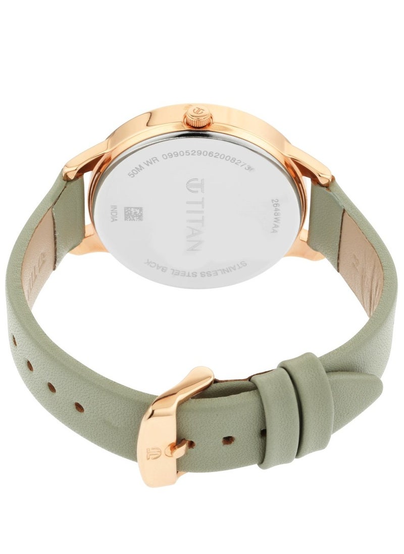 TITAN Titan Women's Precision Simplicity Watch: Green Gradient Dial with Leather Strap  - Image 4