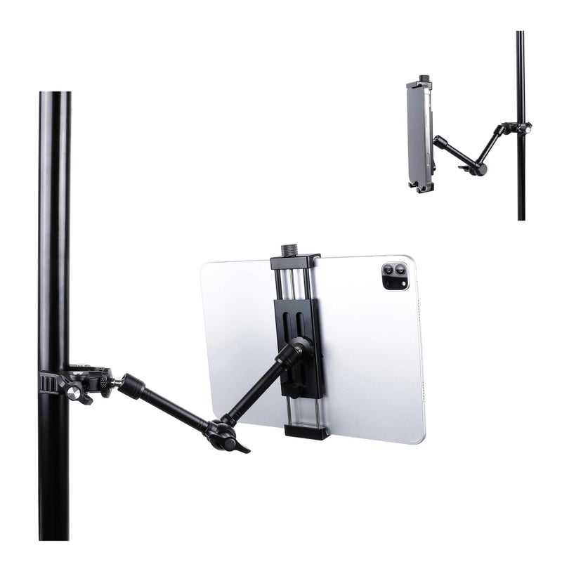 Leenconghui Exercise Bike Tablet Mount for iPad â€“ Adjustable Spin Bike & Treadmill iPad Holder Stand, Compatible with Microphone Stands, Stationary Bicycles, and Devices Ranging from 4.7 to 13 Inches - Image 1
