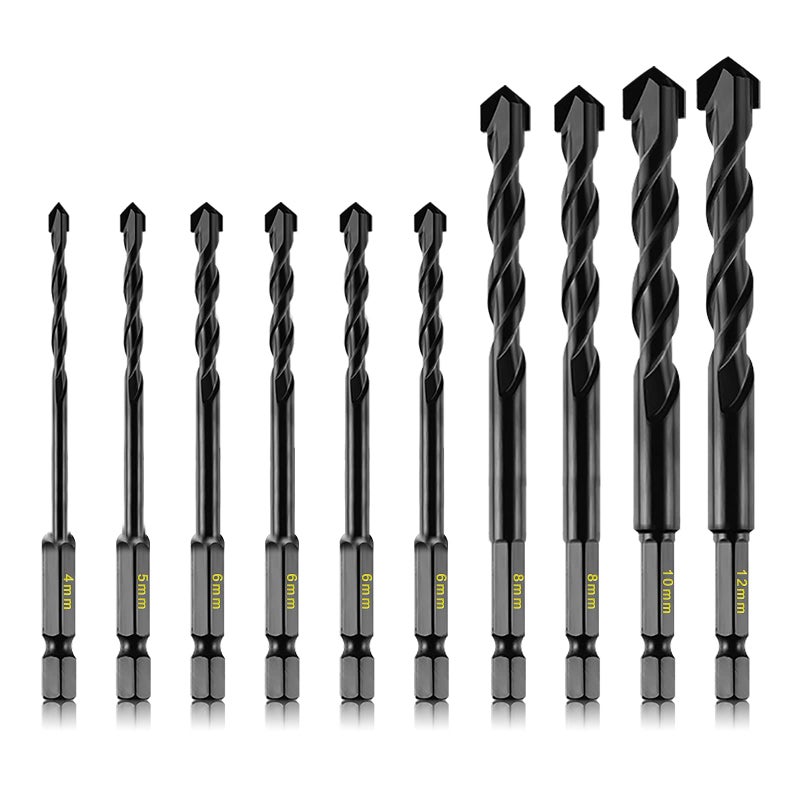 DKIBBITH 10-Piece Masonry Drill Bits Kit for Concrete, Stone, Carbide Drill Bit Set for Glass, Brick, Tile, Plastic, Ceramic and Wood Size 4 to 12 mm - Image 2