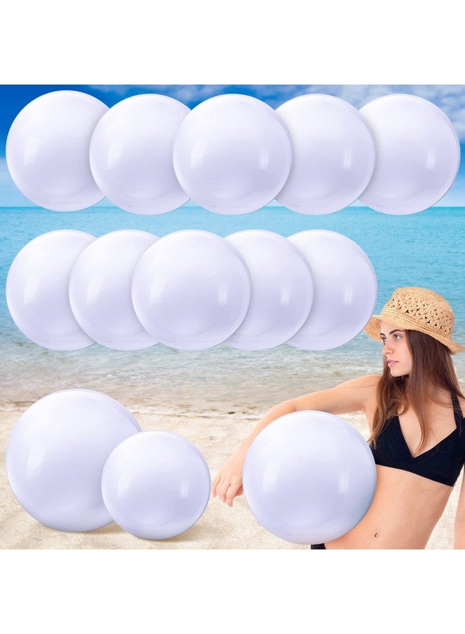 Sinmoe 12 Pieces Solid Beach Ball Inflatable Beach Ball Swimming Pool Party Ball For Summer Beach Pool And Party Favor Beach Toys For Kids (White 16 Inch 24 Inch) - Image 1