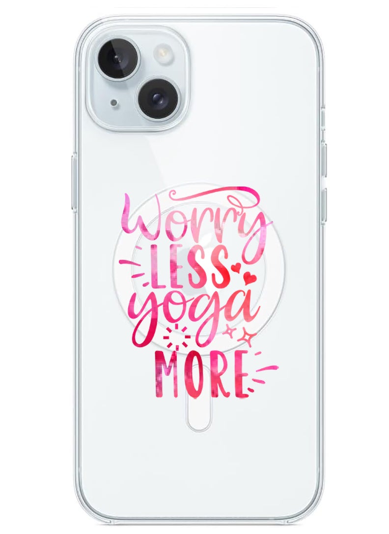 Theodor Magnetic Case for iPhone 15 6.1-inch Compatible with MagSafe Wireless Charging, Shockproof Phone Bumper Cover Worry less Yoga more copy  - Image 1