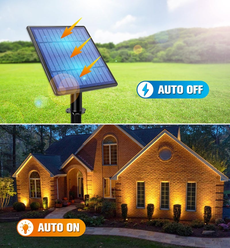 APONUO Metal Solar Spot Lights Outdoor with 9.8ft Cable Solar Powered Landscape Lighting Low Voltage IP65 Waterproof Auto On/Off for Outside Garden Yard Landscape Pathway Garage-Warm White(2-in-1) - Image 2
