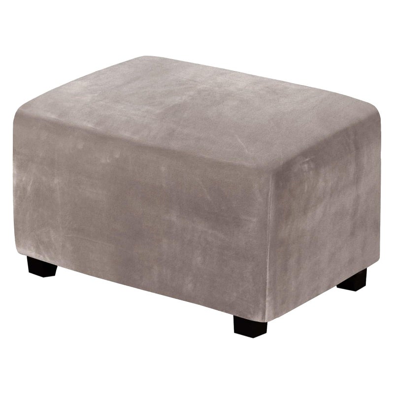 HVERSAILTEX Real Velvet Plush 1 Piece Form Fit Stretch Rectangle Folding Storage Covers Ottoman Slipcovers Removable Footstool Protect Footrest Covers Elastic Bottom Machine WashableLarge Taupe