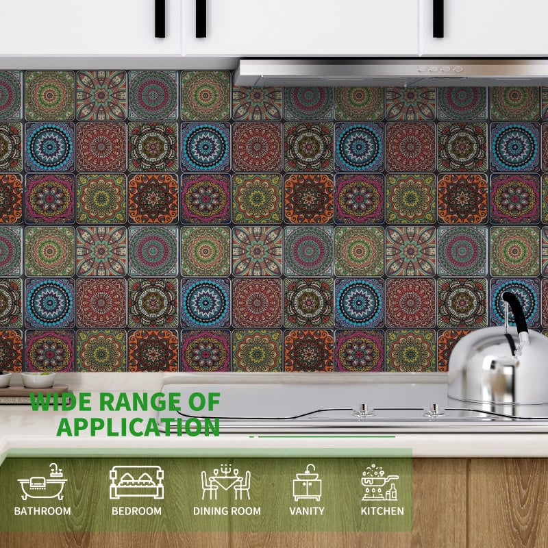 LONGKING Peel and Stick Backsplash Tile Stickers, Colorful Moroccan Tile for Kitchen, Stick on Wall Tiles (10 Sheets) - Image 3