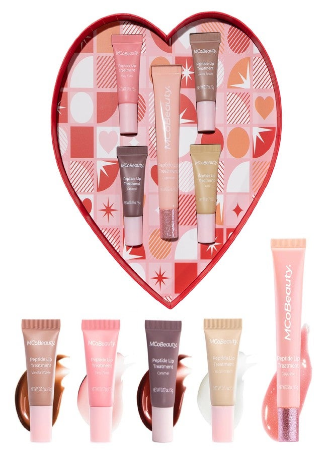 أم سي أو بيوتي مجموعة MCoBeauty Sweetheart للعناية بالشفاه بالببتيدات - مجموعة ملمع شفاه ومرطب وملون شفاه بالببتيدات - مجموعة هدايا Juicy Lip Glaze مع الببتيدات وزبدة الشيا للشفاه الجافة، برائحة حلوة، عناية بالشفاه خالية من القسوة - Image 1