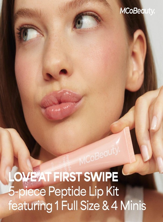 أم سي أو بيوتي مجموعة MCoBeauty Sweetheart للعناية بالشفاه بالببتيدات - مجموعة ملمع شفاه ومرطب وملون شفاه بالببتيدات - مجموعة هدايا Juicy Lip Glaze مع الببتيدات وزبدة الشيا للشفاه الجافة، برائحة حلوة، عناية بالشفاه خالية من القسوة - Image 2