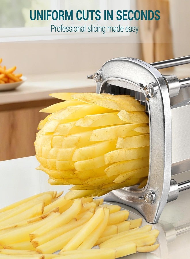 Sopito Professional Stainless Steel French Fry Cutter, 3 Blades (1/2", 3/8", 1/4") for Potatoes, Carrots, Apples, Commercial & Home Use - Image 2