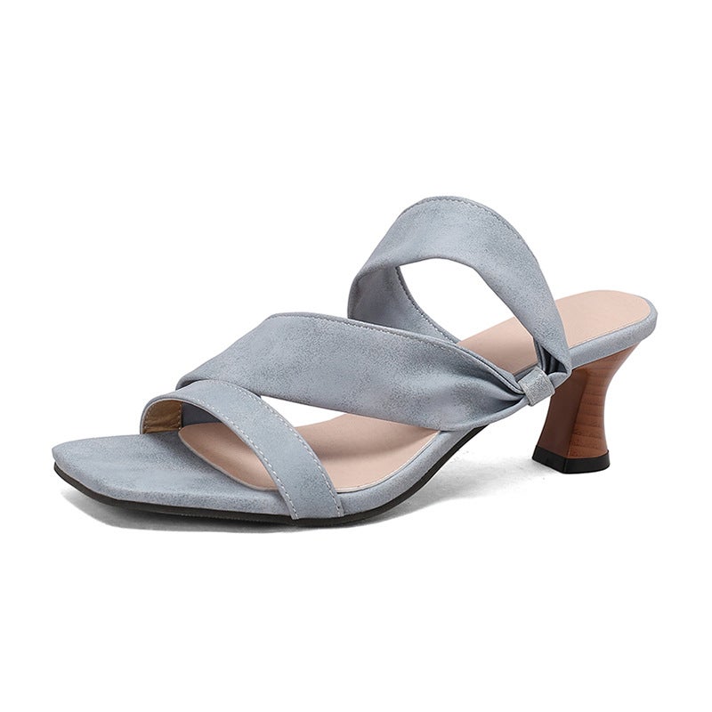 Fashion Women'S Shoes 40-48 Plus Size Square Head Set Foot Outdoor Sandals And Slippers - Image 1