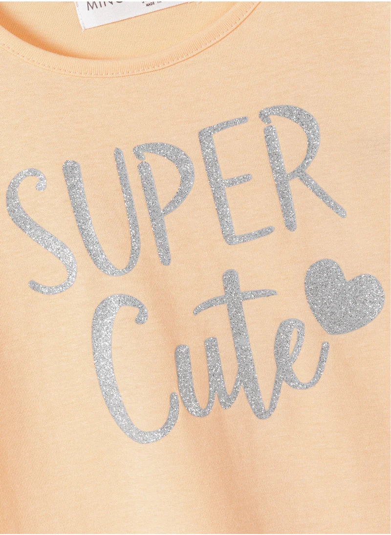 مينوتي Kids Girls Rolled sleeve T-shirt with print