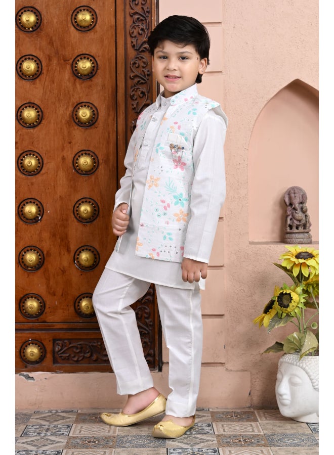 BT DEZINES Boys Multicolor Cotton Blend Kurta Pajama Set - Image 3