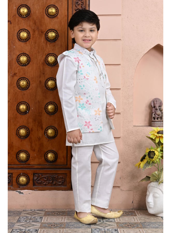 BT DEZINES Boys Multicolor Cotton Blend Kurta Pajama Set - Image 4