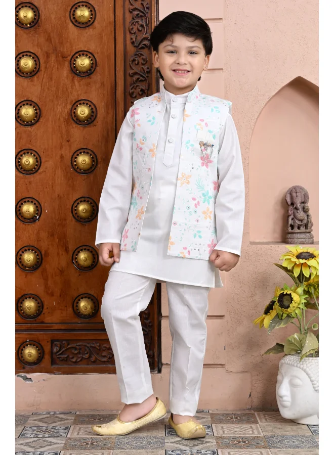 BT DEZINES Boys Multicolor Cotton Blend Kurta Pajama Set