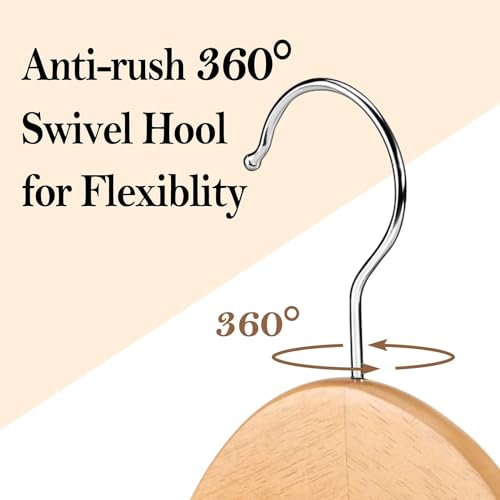 Evolluxi Premium Wooden Hangers Durable & Slim Coat Hanger -Solid Wood Suit Hangers with 360-Degree Rotatable Hook - Wood Hangers with Shoulder Grooves (Beige, 12) - Image 2