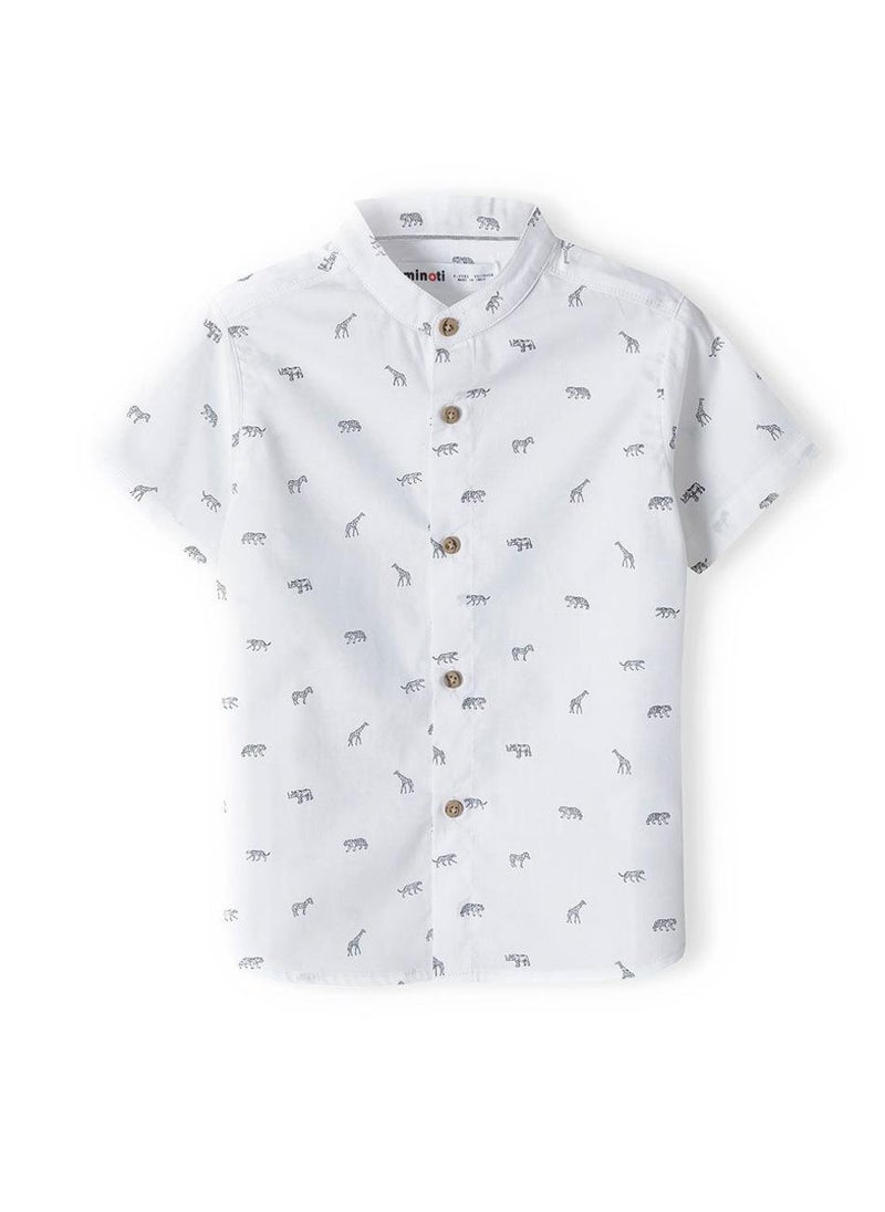 MINOTI Kids Boys Short Sleeve Shirt with Animal Print  - Image 1