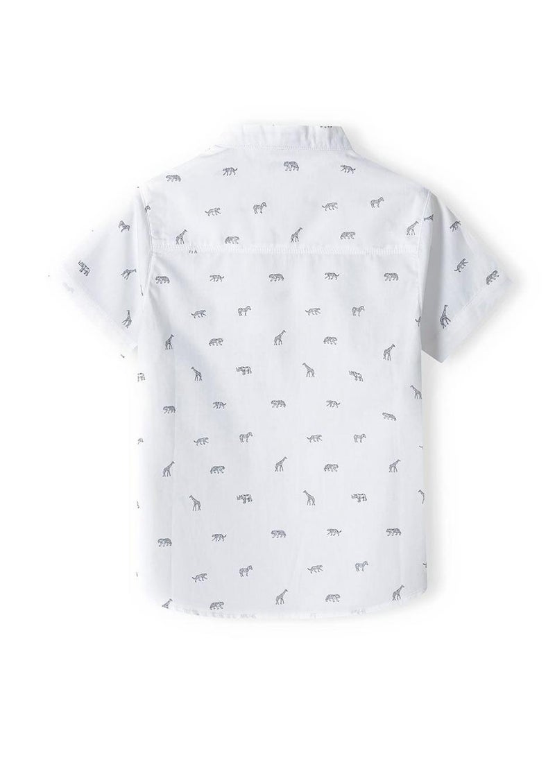 MINOTI Kids Boys Short Sleeve Shirt with Animal Print  - Image 2