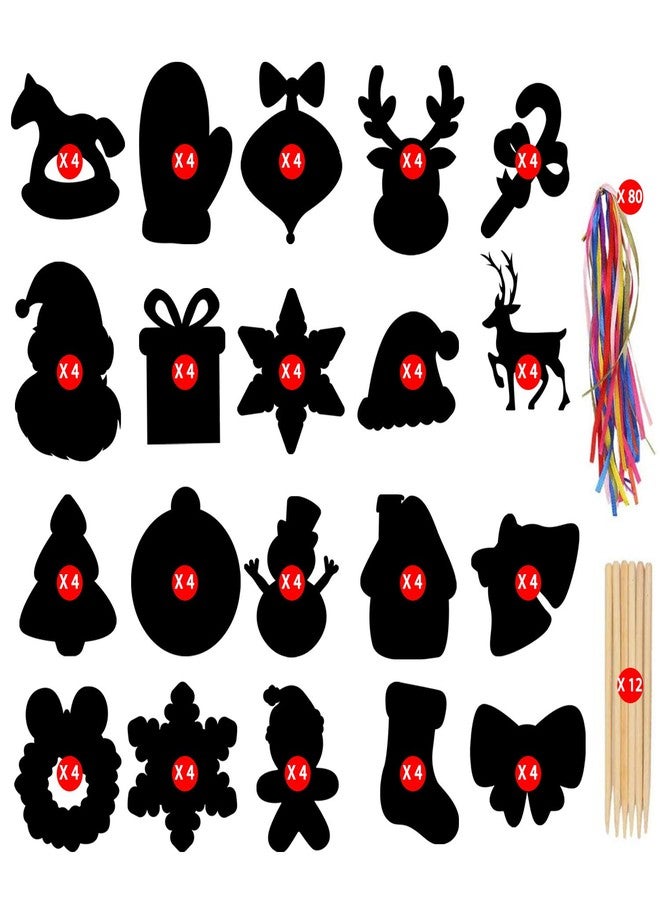 LOKIPA Christmas Scratch Paper Art Set, 80 Pieces Magic Rainbow Scratch Off Cards Ornaments for Kids Christmas - Image 2