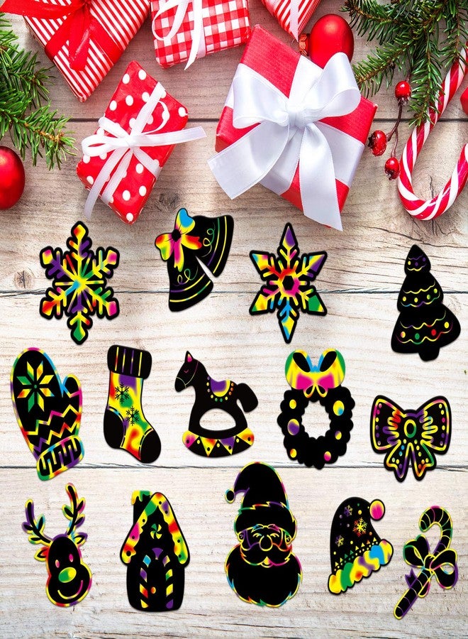 LOKIPA Christmas Scratch Paper Art Set, 80 Pieces Magic Rainbow Scratch Off Cards Ornaments for Kids Christmas - Image 4