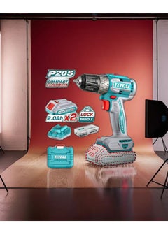 TOTAL Total Lithium-ion Brushless Cordless Drill 20V - 52Nm Torque, 2-Speed Gear, 47-Piece Accessory Kit, 2 x 2.0Ah Batteries, LED Work Light, Plastic Chuck, and Carrying Case  - Image 3