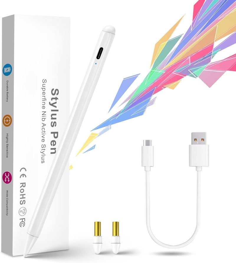 Bbata 2020 iPad Pro 11" 2nd Generation Stylus Pen with Palm Rejection,1.5mm Fine Tip Active Stylus Compatible with Apple Magnetic Pencil for iPad Pro 11-Inch 2nd Gen on Drawing/Writing/Classes,White - Image 1
