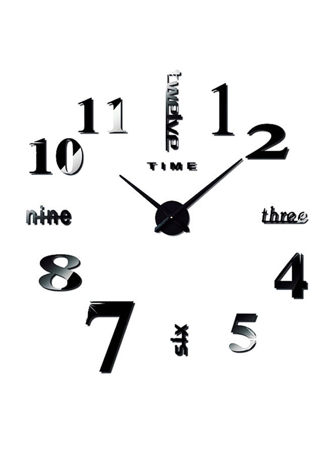 NIBEMINENT DIY Large 3D Mirror Effect Sticker Digital Wall Clock Black - Image 1