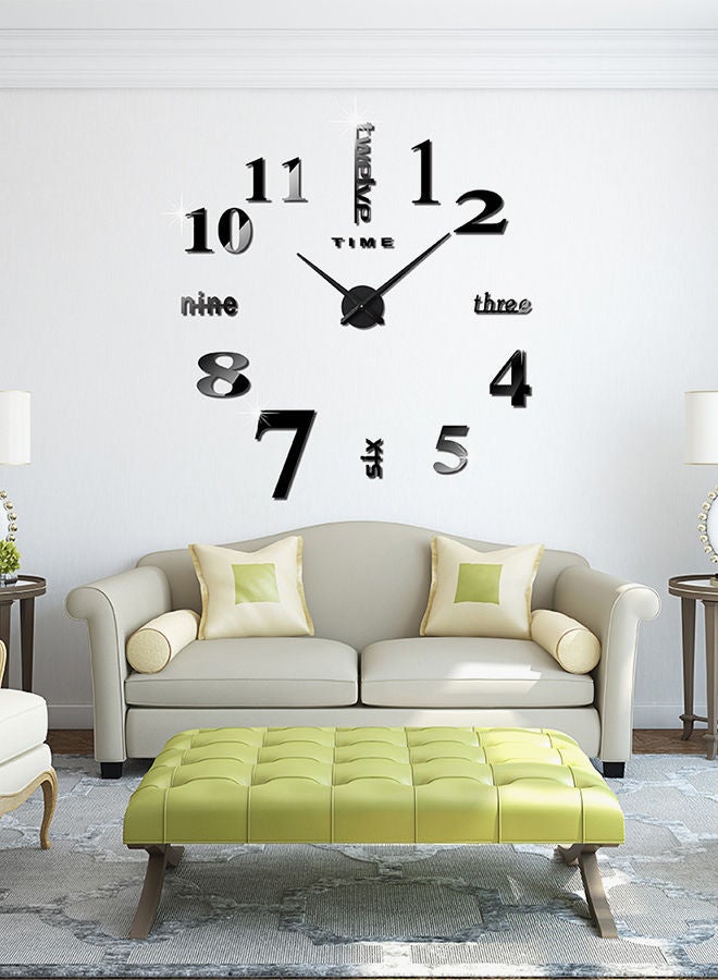NIBEMINENT DIY Large 3D Mirror Effect Sticker Digital Wall Clock Black - Image 2