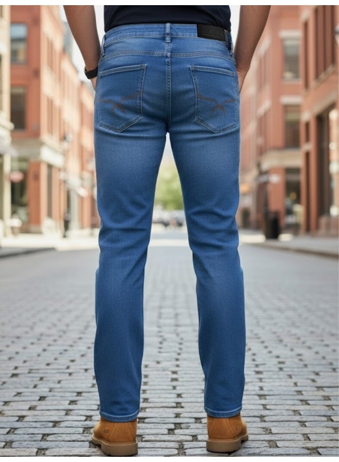 RIGO Blue Stretchable Relaxed Fit Jeans for Men - Image 2