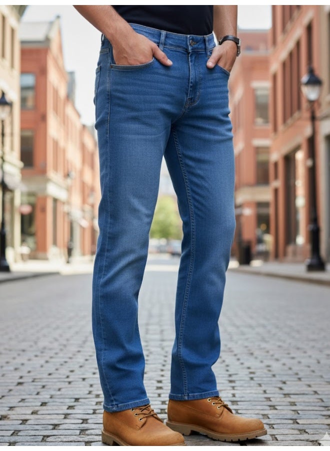 RIGO Blue Stretchable Relaxed Fit Jeans for Men - Image 1