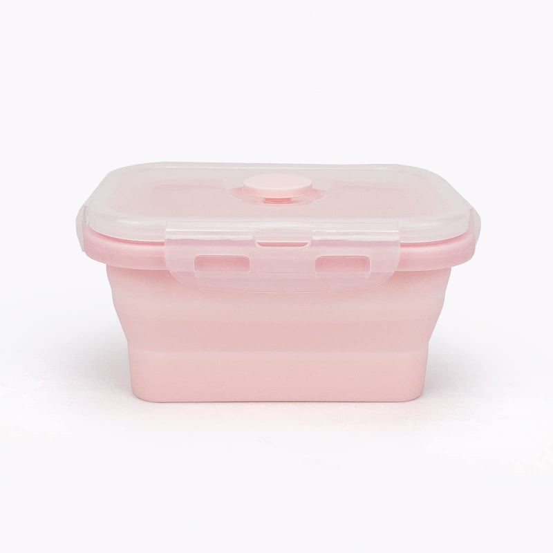 CCyanzi 3piece Collapsible Food Storage Containers with Lids, Silicone Lunch Container, Microwave & Freezer Safe, Space Saving for Kitchen Cabinet and Camping Backpack,(pink) - Image 4