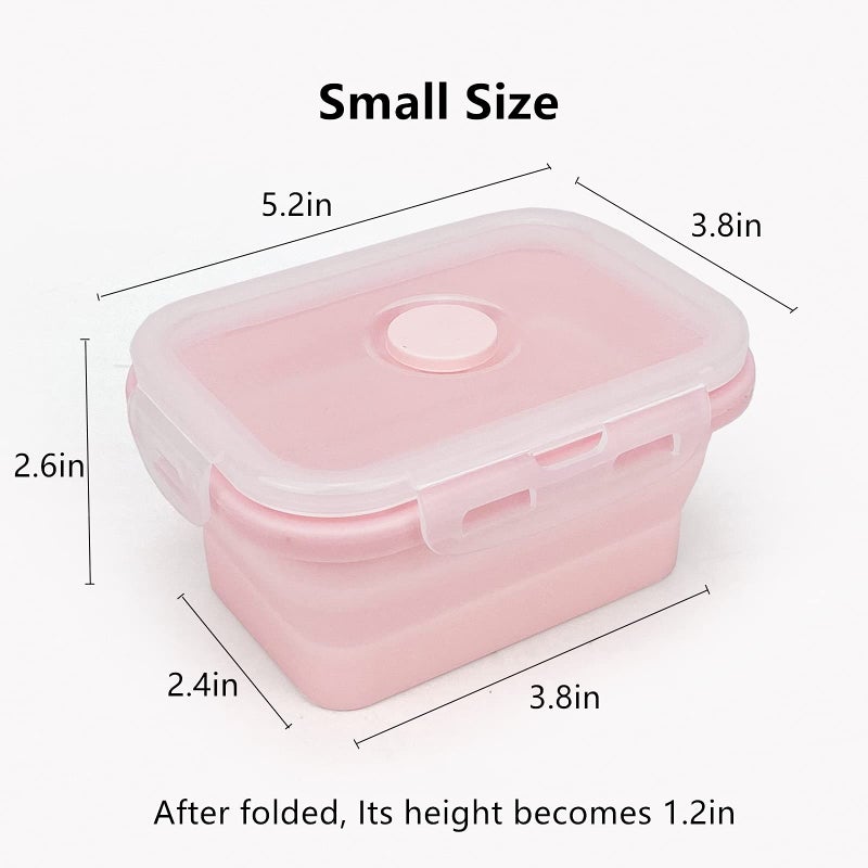CCyanzi 3piece Collapsible Food Storage Containers with Lids, Silicone Lunch Container, Microwave & Freezer Safe, Space Saving for Kitchen Cabinet and Camping Backpack,(pink) - Image 5