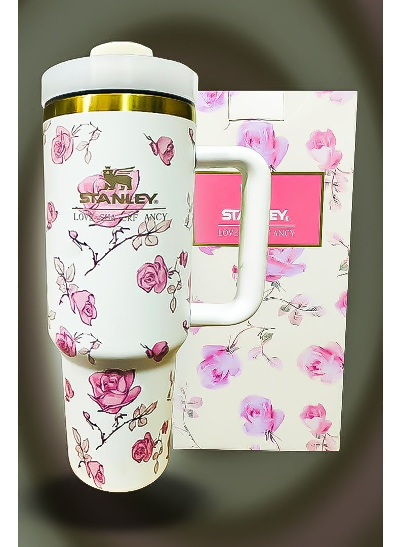Stanley 40oz Tumbler Stainless Steel Travel Mug With Reusable Straw, BPA Free, Leakproof FlowState Lid, Dishwasher Safe, Hot & Cold Insulated, Slim Base, Durable Handle