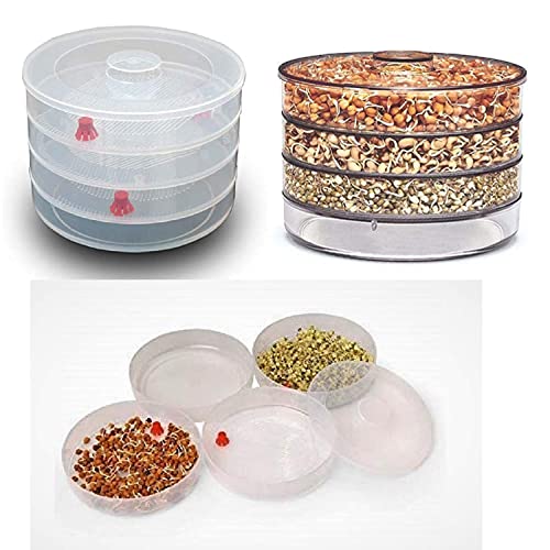 Episkey Hygienic Sprout Maker Box with 4 Container, Jar, Plastic Sprout Maker Box, Home Materials Box Container, Sprout Maker Transparent (SPROUT) - Image 3
