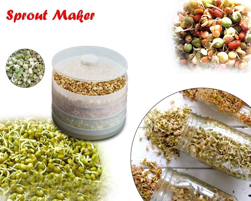 Episkey Hygienic Sprout Maker Box with 4 Container, Jar, Plastic Sprout Maker Box, Home Materials Box Container, Sprout Maker Transparent (SPROUT) - Image 5