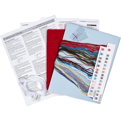 Dimensions 70-08995 Holiday Tradition DIY Personalizable Christmas Cross Stitch Stocking Kit, 16" L, 14 Count Light Blue Aida, Various - Image 3