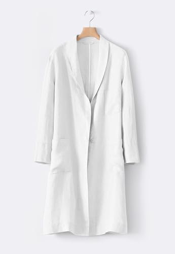 IDEALSANXUN Long Linen Blazer Women 2025 Spring Summer Lightweight Jackets Cotton Linen Clothes Trench Coat Cardigan Tops, White, L - Image 2