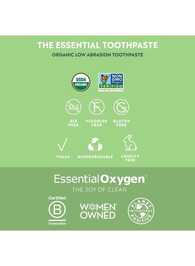 Essential Oxygen معجون أسنان عضوي معتمد من Essential Oxygen لتبييض الأسنان وتنفس أكثر انتعاشًا ولثة أكثر سعادة وحساسية الأسنان بنكهة النعناع 4 أونصات عبوة من 2 - Image 2