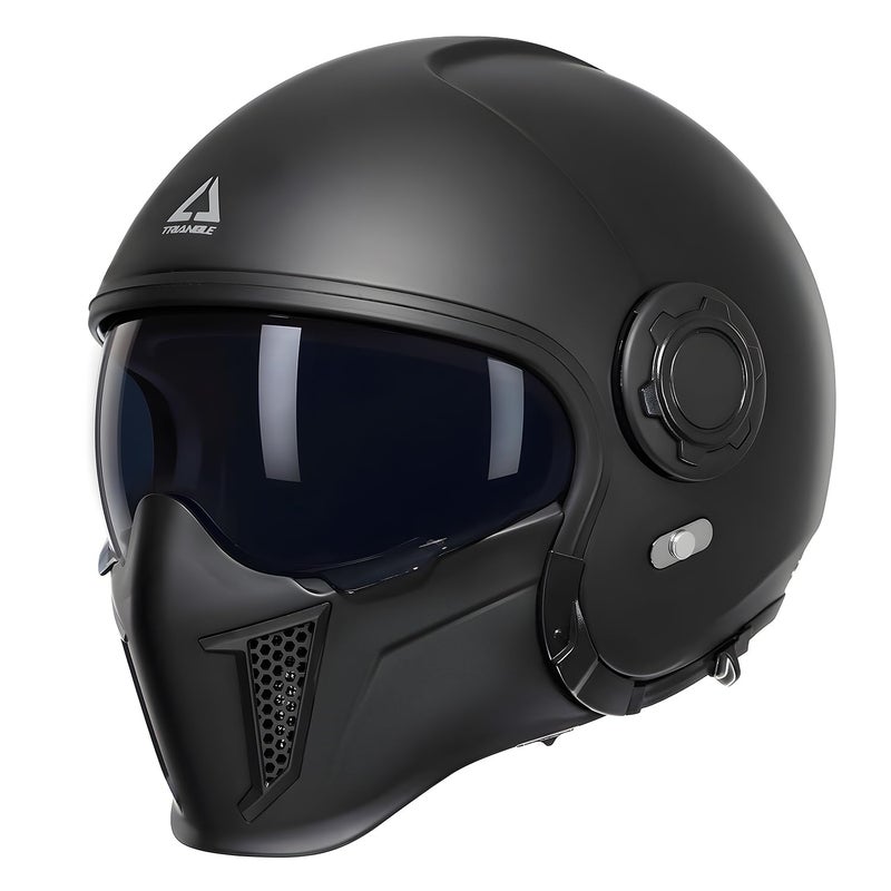 TRIANGLE Full Face Motorcycle HelmetsOffRoad Motocross Helmet for Men WomenDual Visor with Internal Tinted SunshieldOpen Face 34 Adult Racing Helmet DOT ApprovedWhiteS