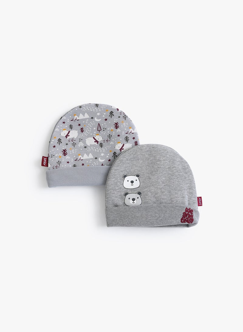 Baby Boys Hello Bear Cap Pack Of 2