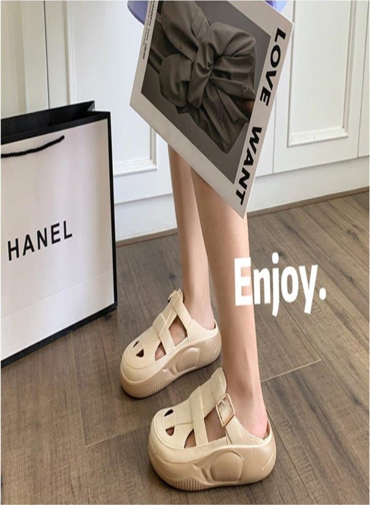 FASHION Women's Closed Toe Half Slippers Summer Slip On Lazy Half Slide Sandals Soft And Comfort Hollow Out This Solid Casual Shoes For Women Freeing Up Your Feet - Image 2