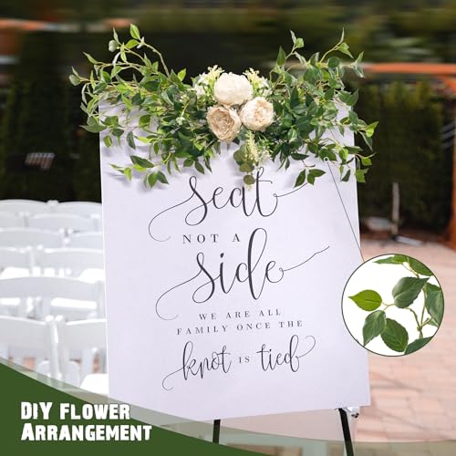 Uqueeten Artificial Plants Greenery Eucalyptus Stems Branches Plant for Home Decor，Faux Rustic Ficus Leaf Floral for Indoor Table Bathroom Bedroom Kitchen Decoration,Real Plastic Eucalytus Wedding Dcor（4PCS) - Image 5