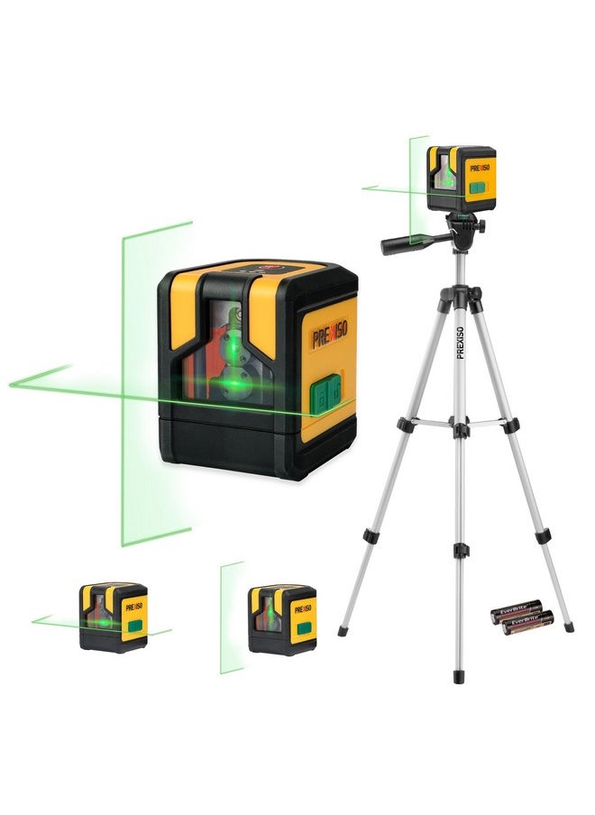 Prexiso PREXISO Laser Level with Tripod, 100Ft Dual Modules Self Leveling Cross Line Laser Level, Green Line leveler Tool for Floor Tile, Home Renovation, Construction with 31-1/2in Tripod, 2 AA Batteries  - Image 1