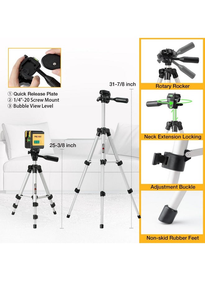 Prexiso PREXISO Laser Level with Tripod, 100Ft Dual Modules Self Leveling Cross Line Laser Level, Green Line leveler Tool for Floor Tile, Home Renovation, Construction with 31-1/2in Tripod, 2 AA Batteries  - Image 3
