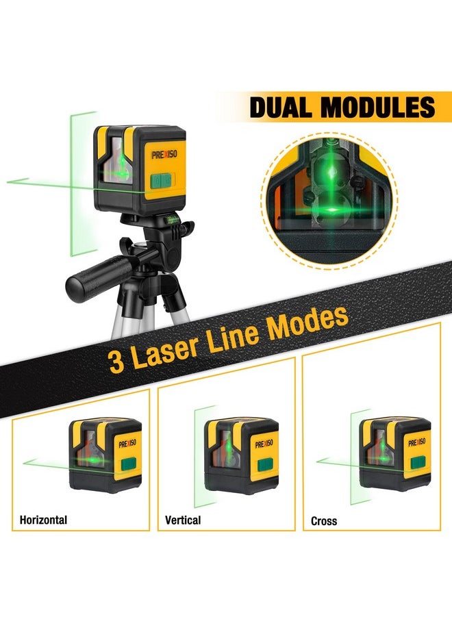 Prexiso PREXISO Laser Level with Tripod, 100Ft Dual Modules Self Leveling Cross Line Laser Level, Green Line leveler Tool for Floor Tile, Home Renovation, Construction with 31-1/2in Tripod, 2 AA Batteries  - Image 2