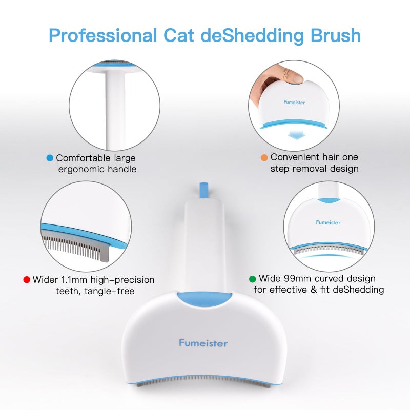 Fumeister Pet Undercoat Deshedding Tool for Dogs - Wide Curved Undercoat Brush for Effortless Pet Deshedding, Loose Hair Remover for Dogs & Cats (Blue) - Image 3