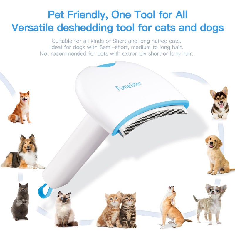 Fumeister Pet Undercoat Deshedding Tool for Dogs - Wide Curved Undercoat Brush for Effortless Pet Deshedding, Loose Hair Remover for Dogs & Cats (Blue) - Image 4