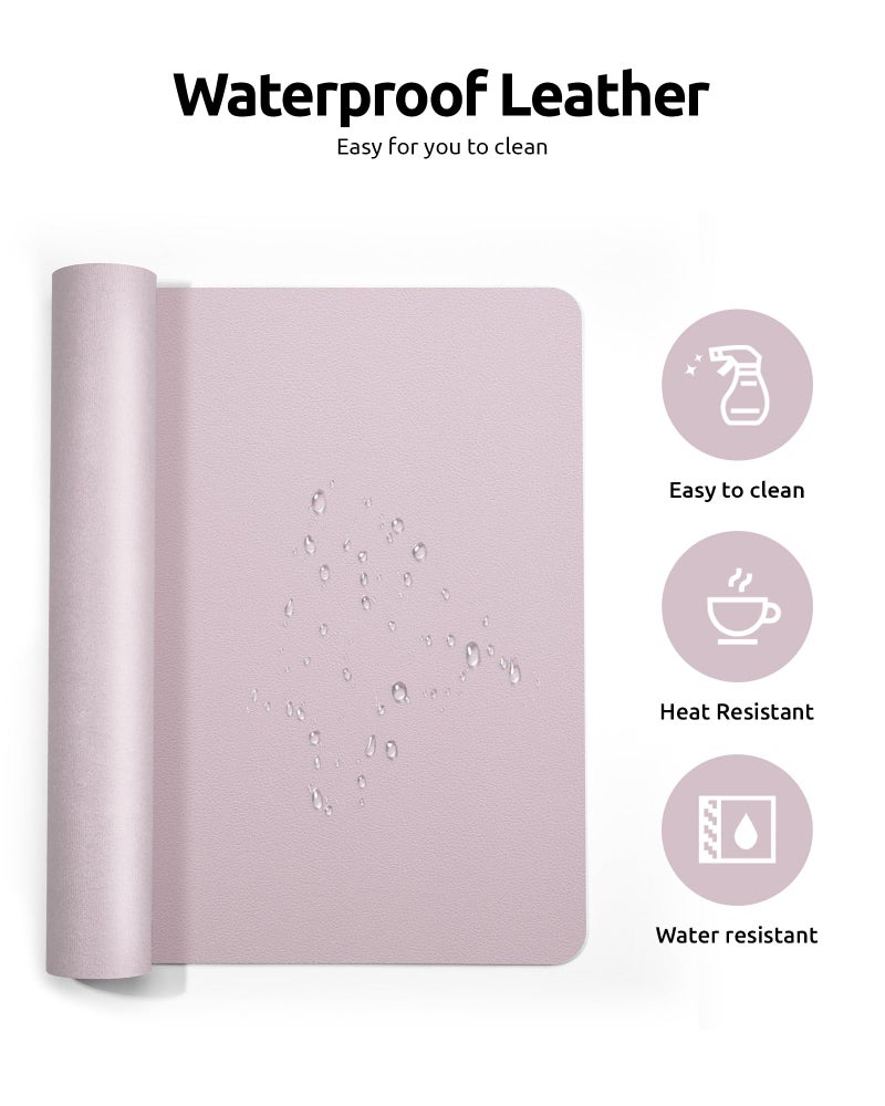 YSAGi Leather Desk Protector, Office Mat, Large Mouse Mat, Non-Slip PU Leather Blotter, Laptop Desk Mat, Waterproof Writing Pad for Office and Home (Grayish Lavender, 31.5" x 15.8") - Image 4